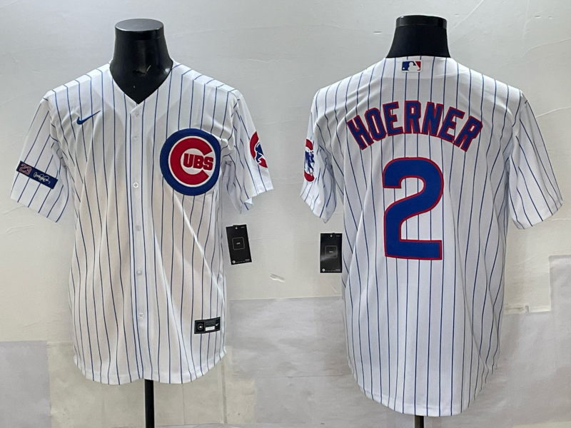 Men Chicago Cubs 2 Hoerner white 2025 Nike MLB Jersey 003
